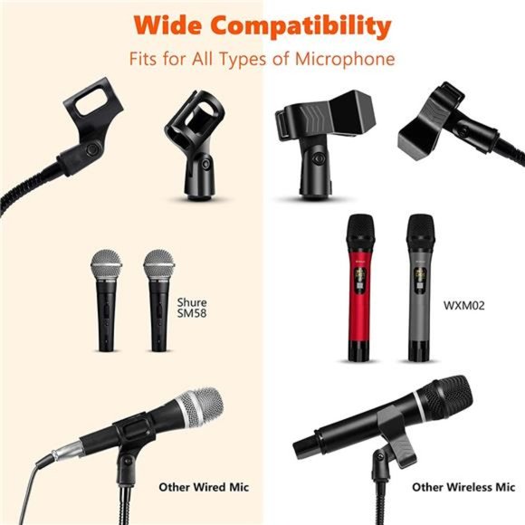 Microphone Stand,Metal Height Adjustable＆360°Gooseneck Boom Arm Mic Stand Tripod - Picture 4 of 6